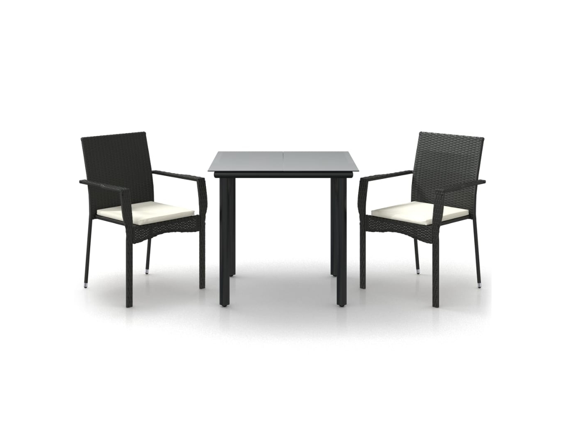 Garden Dining Set, Garden Dining Sets Vidaxl Preto Rattan / Vime (80 Cm Table Length)