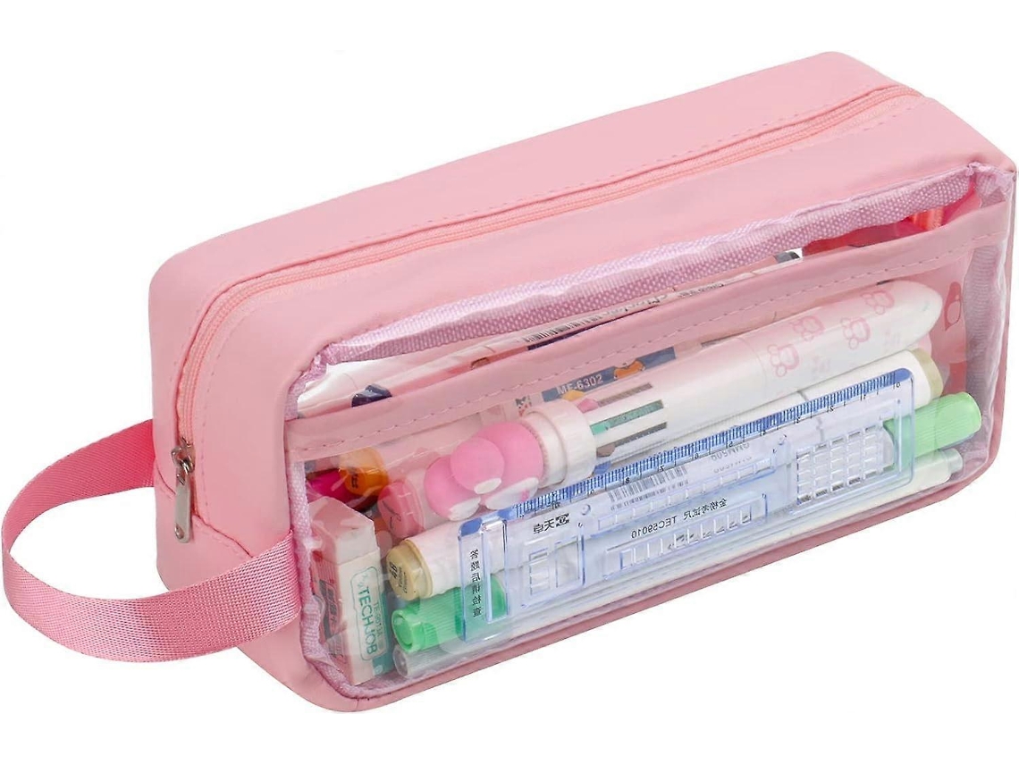 Estojo Transparente para Lápis , Ideal para Formaturas, À Prova D'água e Transparente, em Pvc, Cor Rosa BRILVIBERA (1 Unidade)