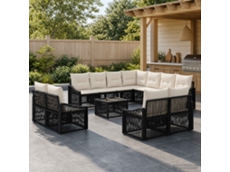 Vidaxl Conjunto De Sofá De Jardim 12 Unid. Preto Vime Pe