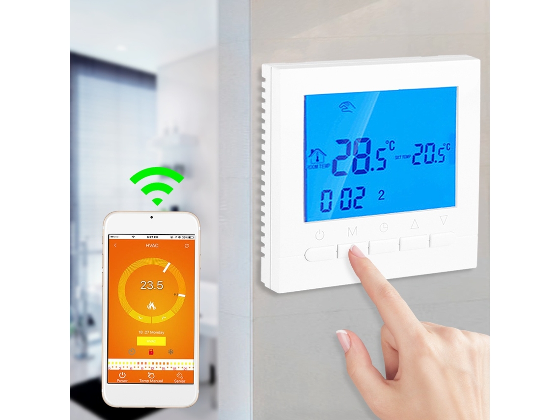 Lurelia Termostato De Aquecimento Sem Fios Wi-fi Programável Com Tela Lcd Digital E Controlo Por Aplicativo