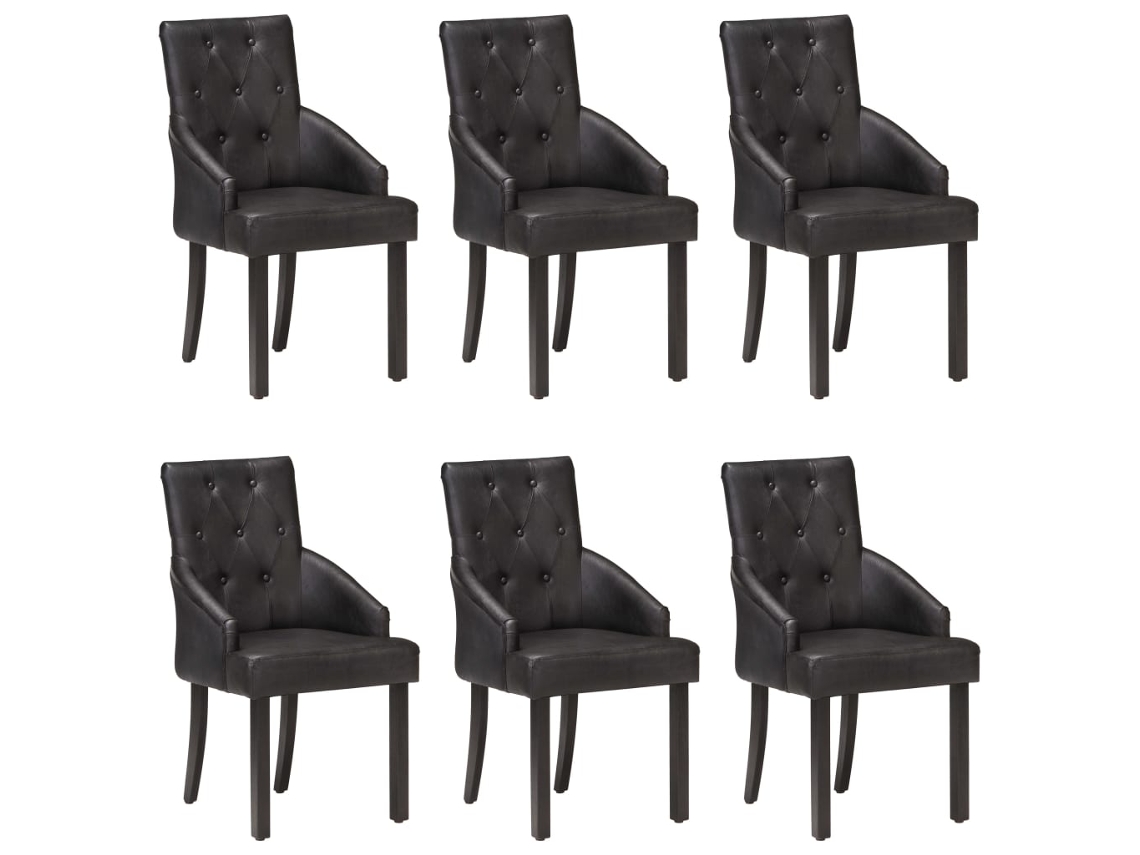 Vidaxl Cadeiras De Jantar 6 Pcs Couro De Cabra Genuíno Preto