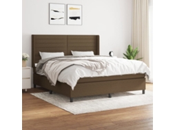 Vidaxl Cama Com Molas/colchão 160x200 Cm Tecido Castanho-escuro