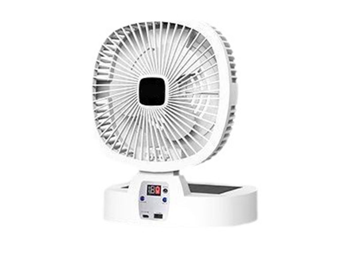 Ventilador Solar Camping Recarregável com Luz Led e Controle Remoto