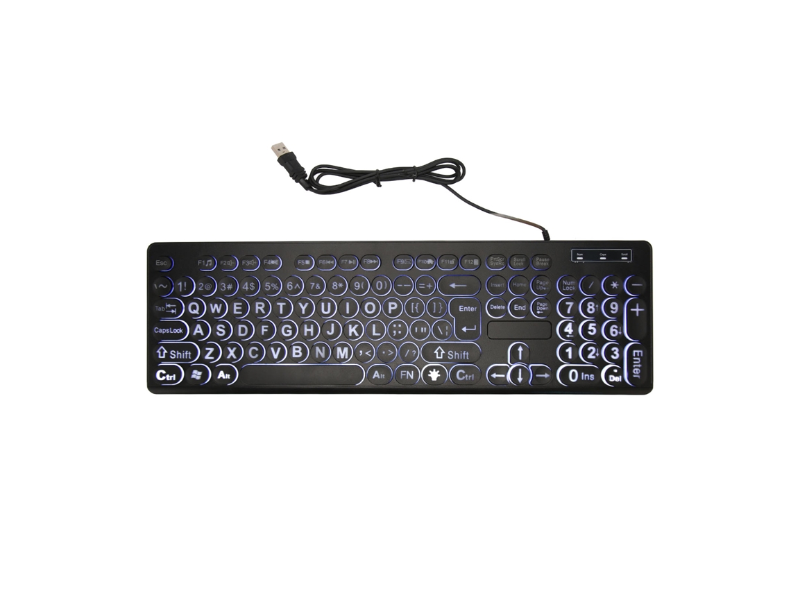 Teclado Com Iluminação Fiavel De 104 Teclas Com Letras Grandes
