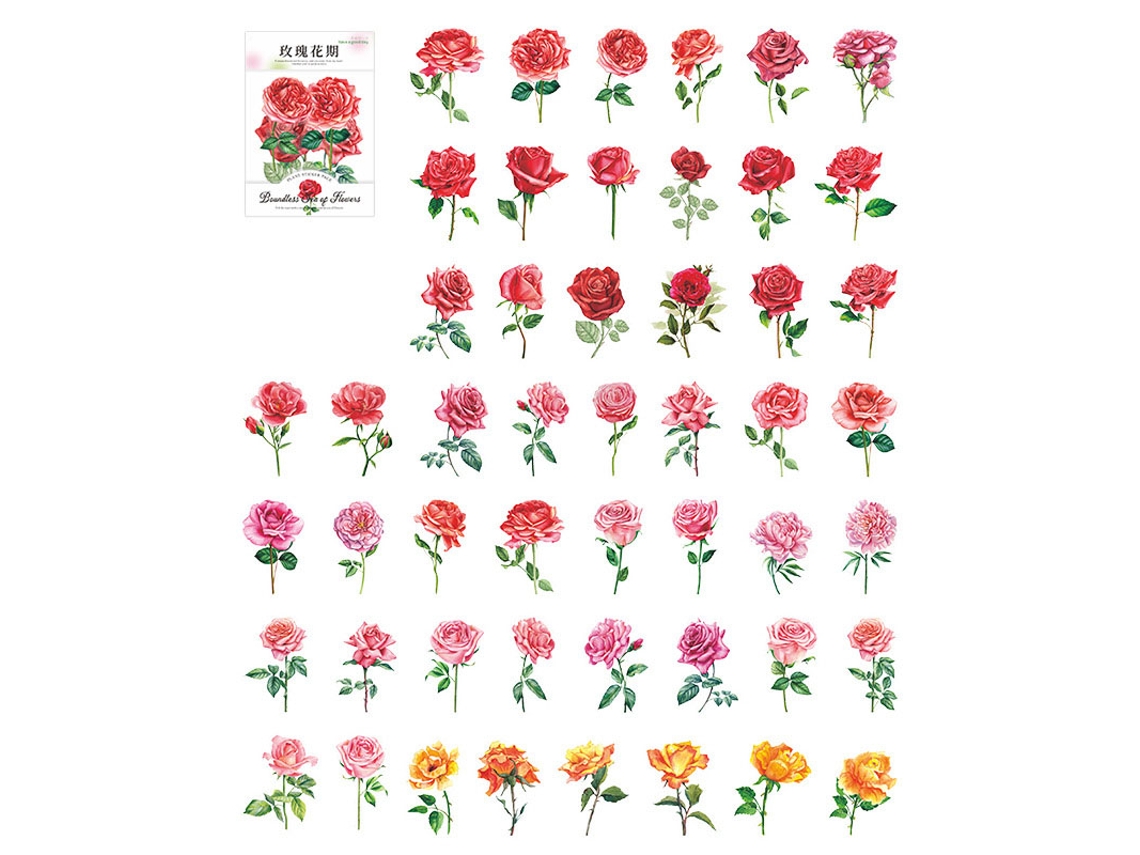 100pcs adesivos série mar ilimitado de flores | S/MARCA