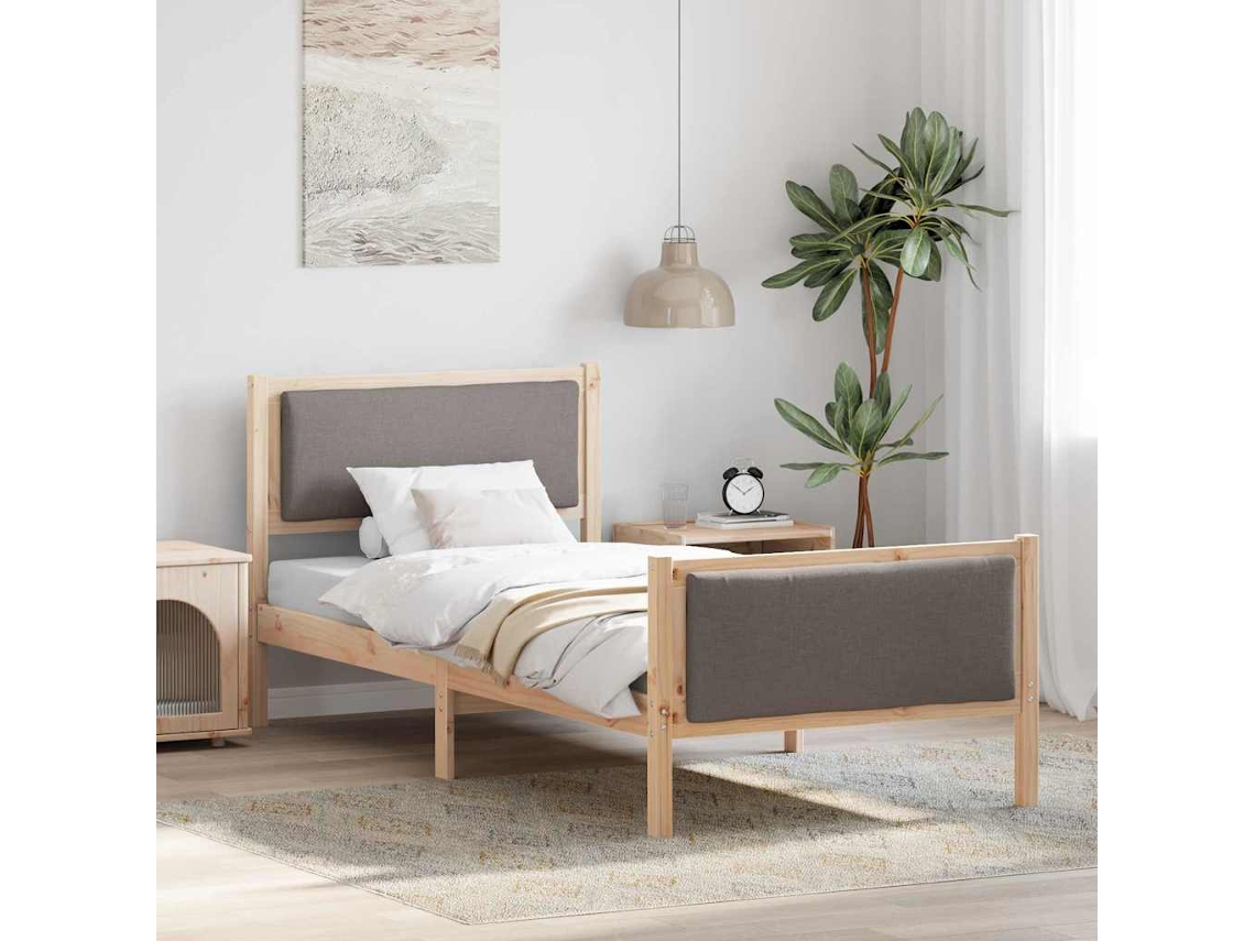Vidaxl Estrutura da Cama Cinzento acastanhado 100 X 200 Cm Tecido