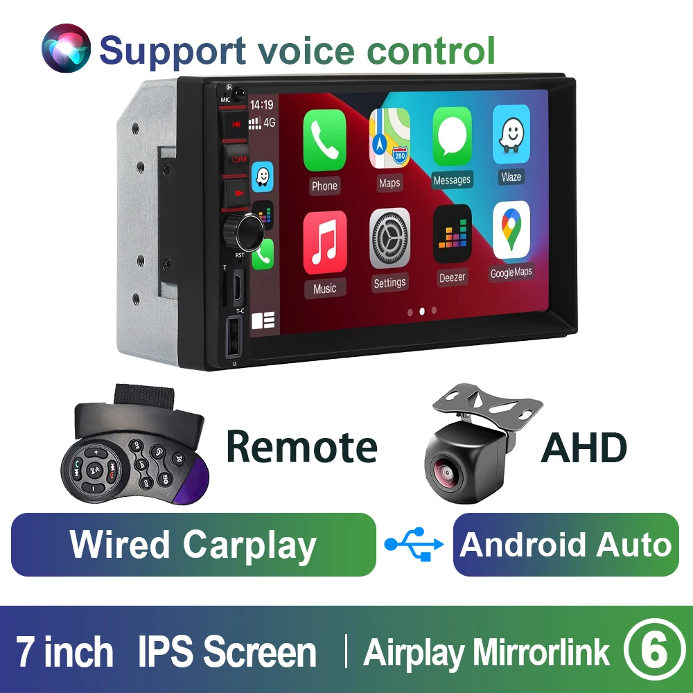 Sistema Multimídia Automotivo 2din (wireless-ahd), Tela Ips De 7 Polegadas, Compatível Com Carplay E Android.