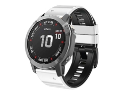 Bracelete para Garmin Fenix 7/7X/6/6X/5/5X 22Mm Pulseira de Relógio de Silicone de Duas Cores Branco Preto VENISYMLIS