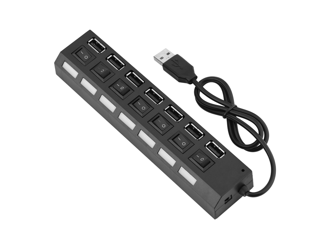 Aetheria concentrador Usb 2.0 de 7 Portas 480mbps Plug Play com Interruptores Independentes