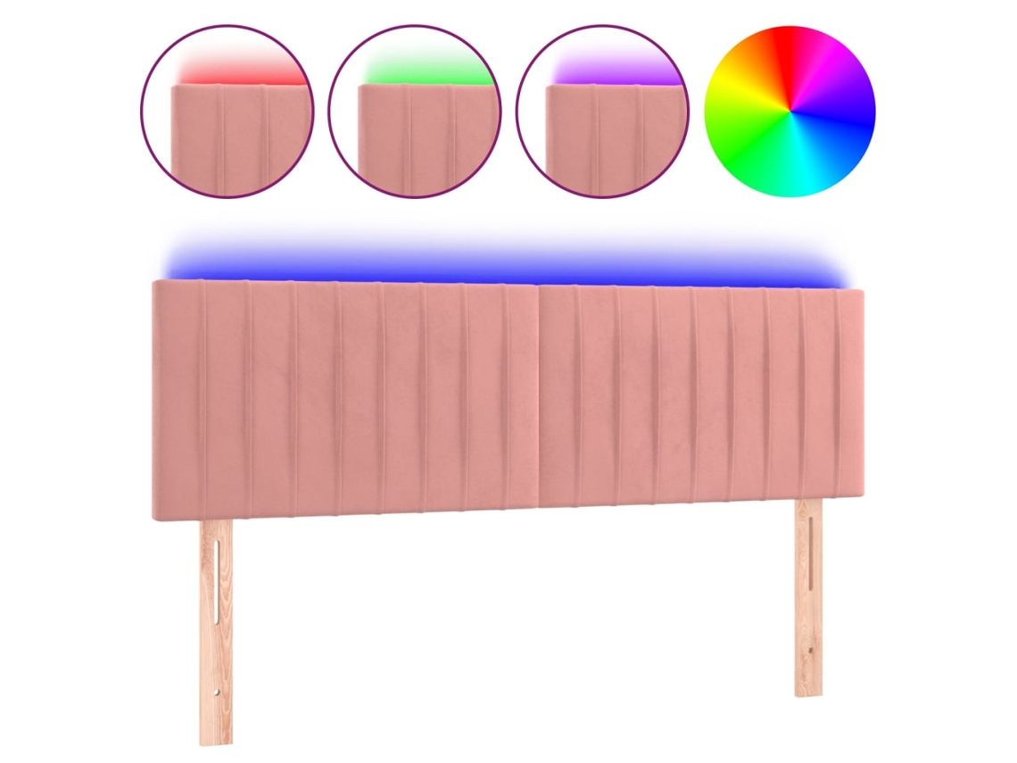 Led Headboard, Led Headboards Vidaxl Cor-de-rosa Veludo (144 X 5 X 78/88 Cm)