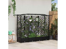 Vidaxl Cama Elevada Com Treliça E Telhado Preto 203,5 X 40 X 123 Cm Pp