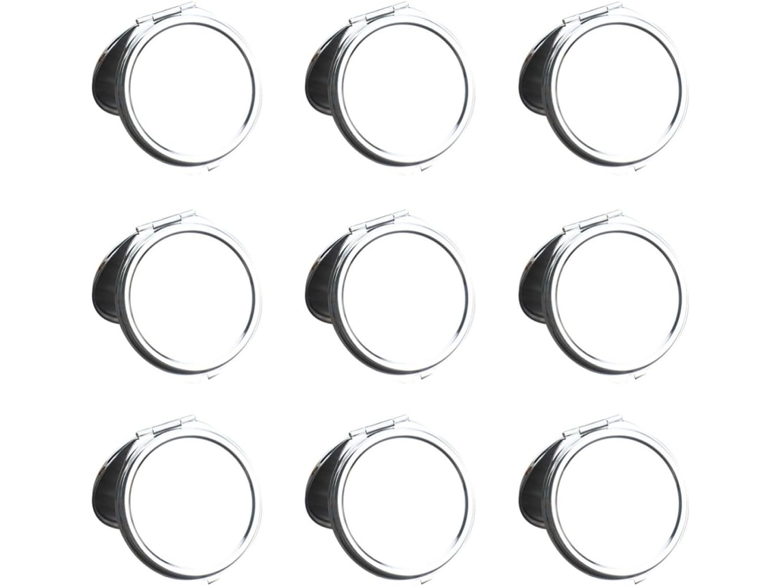 Maquiagem Espelhos, Superfície Transparente, Conjunto de 10, Redondo, Dobráveis, Metal.