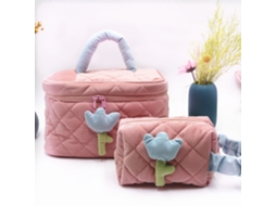 Bolsa de Cosméticos Veludo Tulipa Grande Capacidade Portátil Bonita para Meninas Rosa Grande S/MARCA