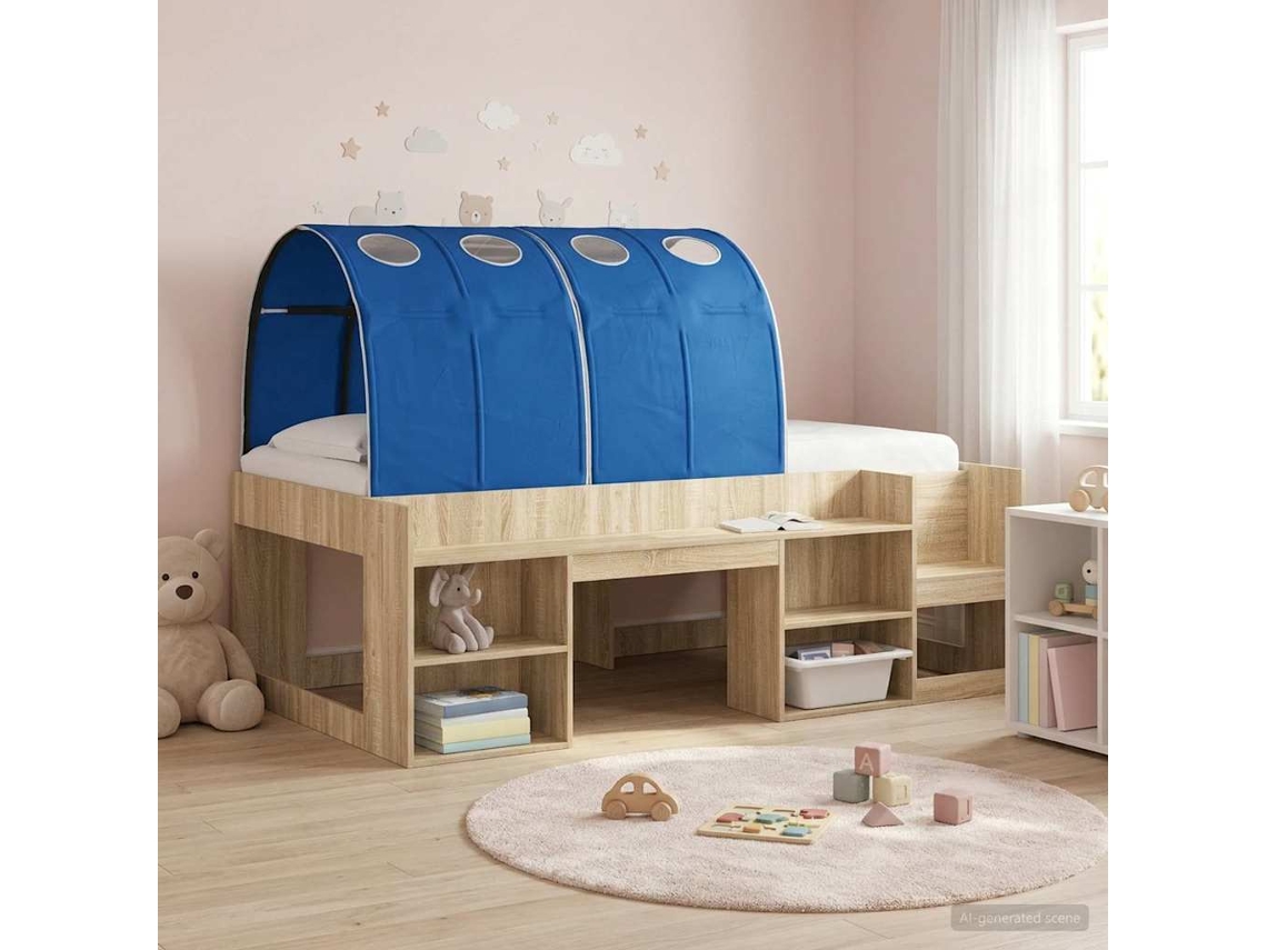 Vidaxl Túnel De Cama 2 Pcs Azul 211 X 67.5 X 2 Cm Poliéster