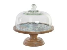 Bandeja de Aperitivos Dkd Home Decor Cristal Natural Verde Madeira de Mangueira Tropical 30 X 30 X 33 Cm