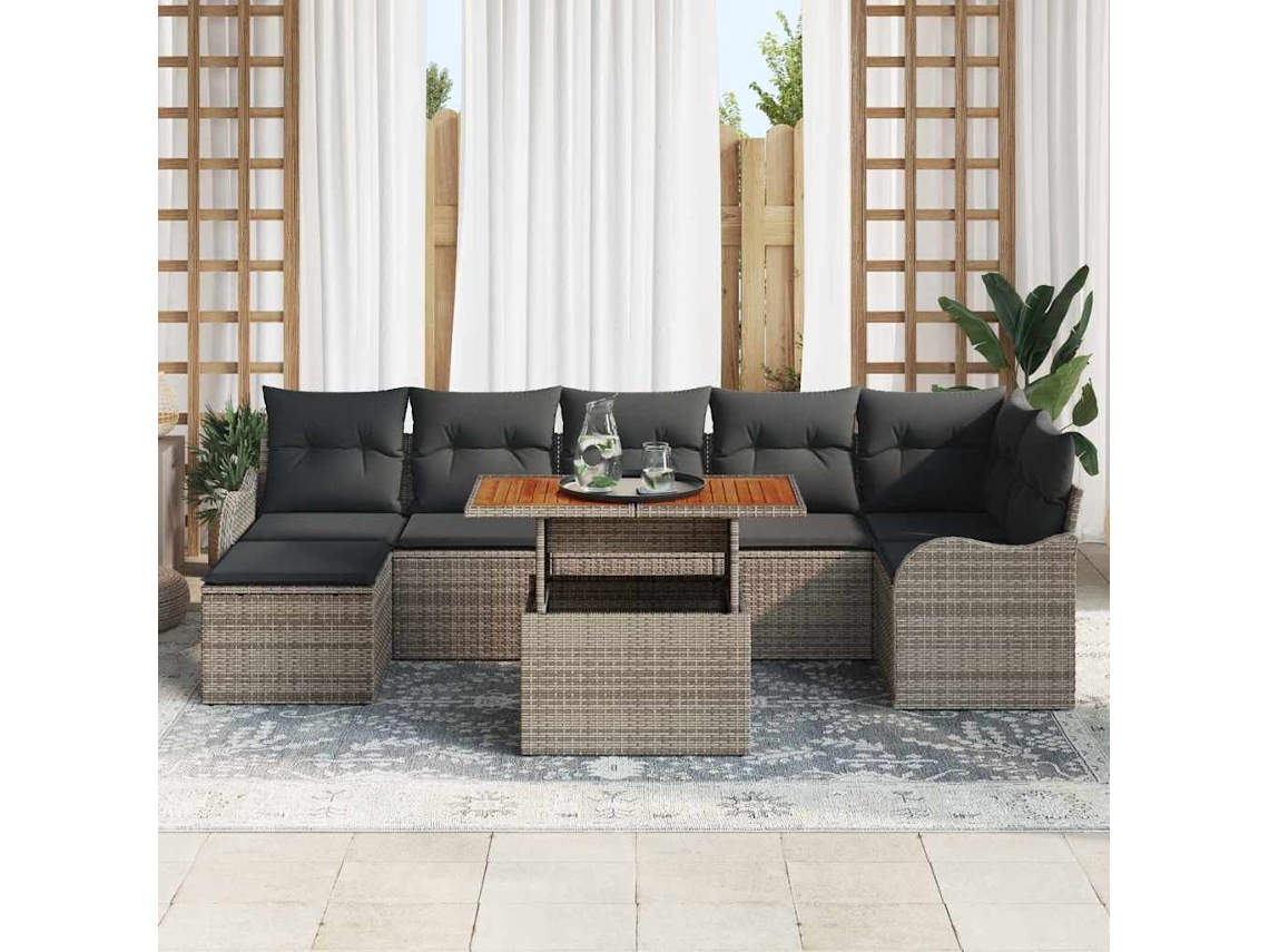 Vidaxl Conjunto De Sofá De Jardim 8 Unid. Cinzeto Rattan Sintético