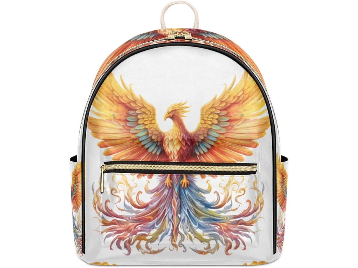 Mochila COURO Tropicallife com estampa de fênix