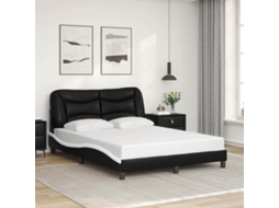 Vidaxl Estrutura De Cama Sem Colchão Hvar 140x200 Couro Artif. Preto/branco