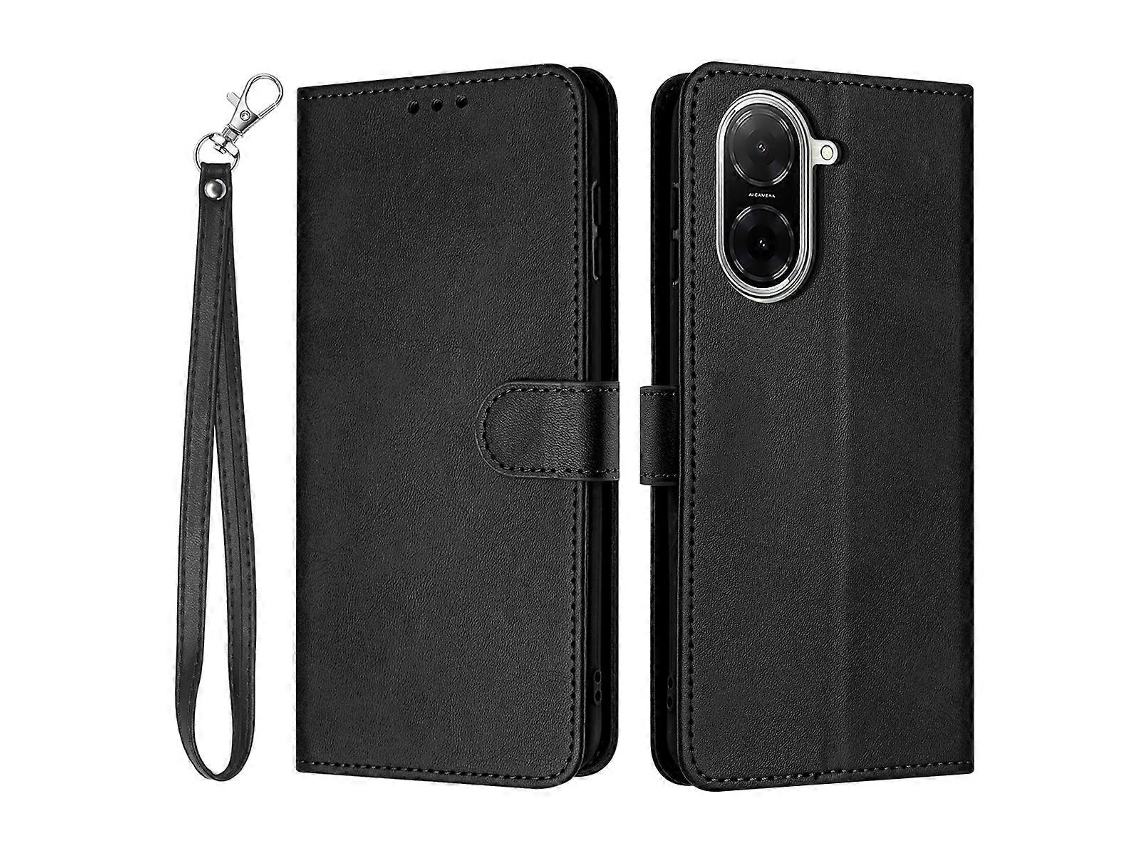 Capa De Couro Para Xiaomi Redmi A5 4g (171,7 Mm) / Poco C71 4g Com Suporte Tipo Carteira E Textura De Bezerro, Preta