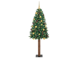 Vidaxl Árvore De Natal Slim Com 300 Leds Com Suporte Verde 210 Cm
