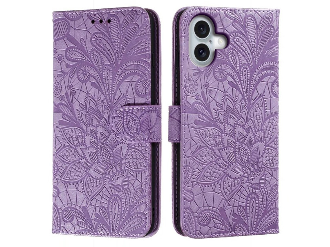 Capa Em Couro Pu, Para Apple Iphone 16 Plus, Roxo