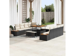 Vidaxl Conjunto De Sofá De Jardim 11 Unid. 10-número De Lugares Preto
