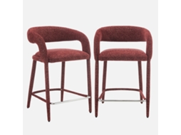 Banco De Cozinha Contemporâneo Revestido Em Tecido, Set De 2, Borgonha