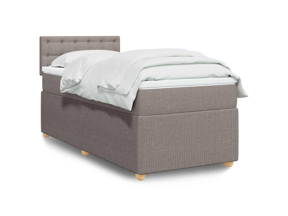 Vidaxl Cama Com Molas/colchão 100x200 Cm Tecido Cinza-acastanhado