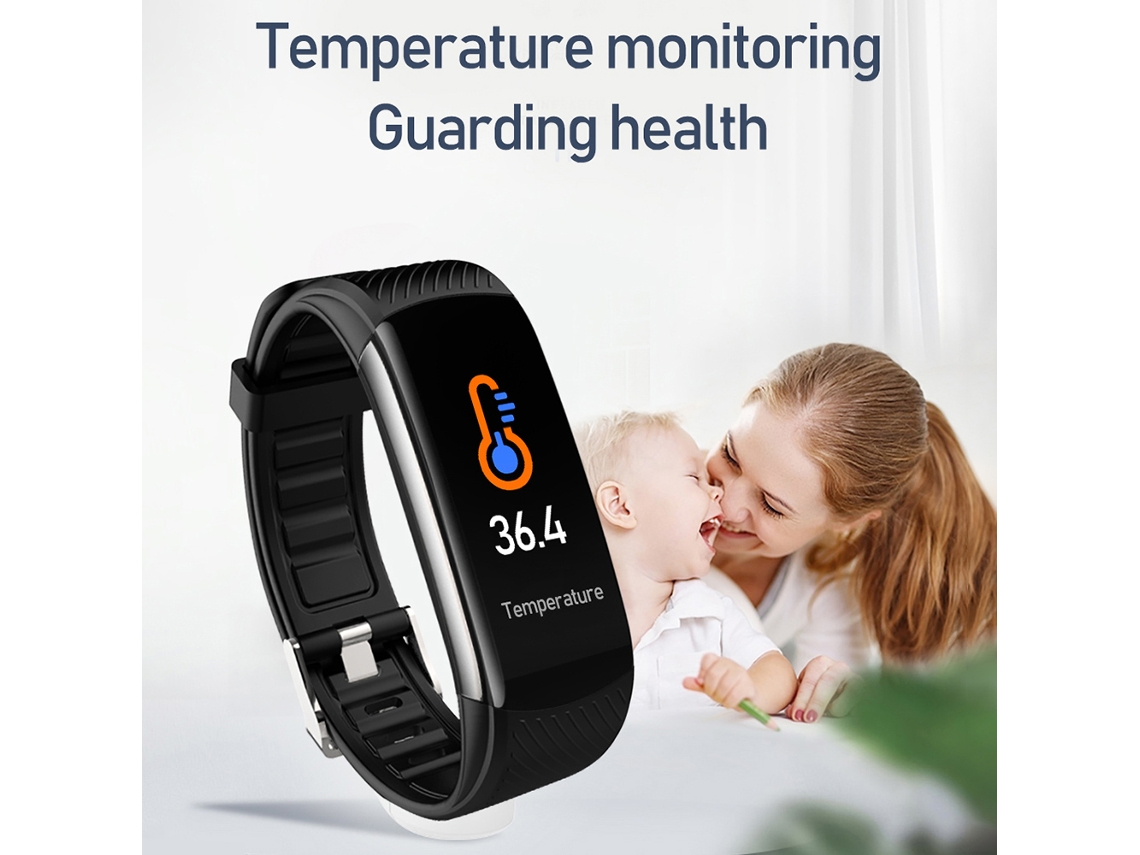 Aetheria pulseira Inteligente C6t Monitor de Temperatura Corporal Pressão Arterial Ip67 Contador de Passos