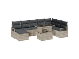 Conjunto 9 Conjunto De Sofá Modular Vidaxl Cinzento-claro Vime Pe (100 X 55 X 73 Cm)