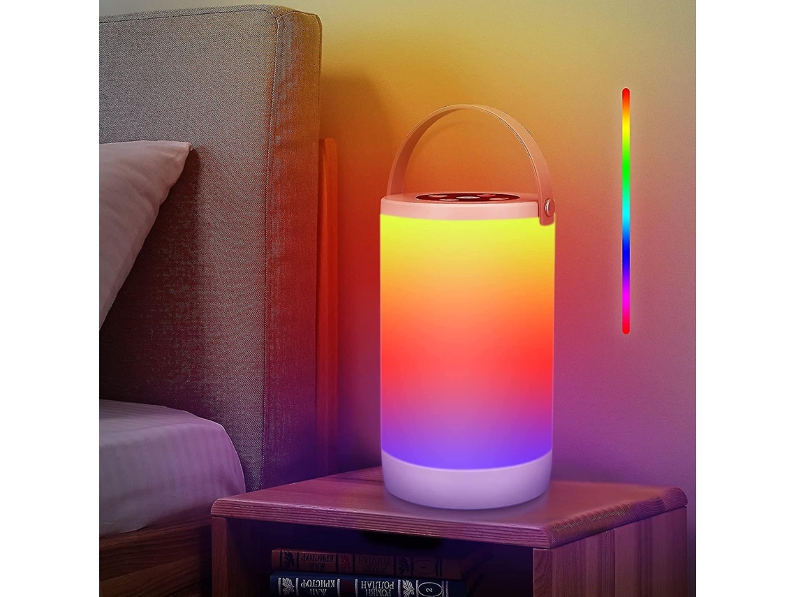 Rebe lâmpada de Mesa Portátil Recarregável com Sensor Táctil, Modo Rgb e Luz Branca Quente Ajustável, Função de Memória, Luz Noturna