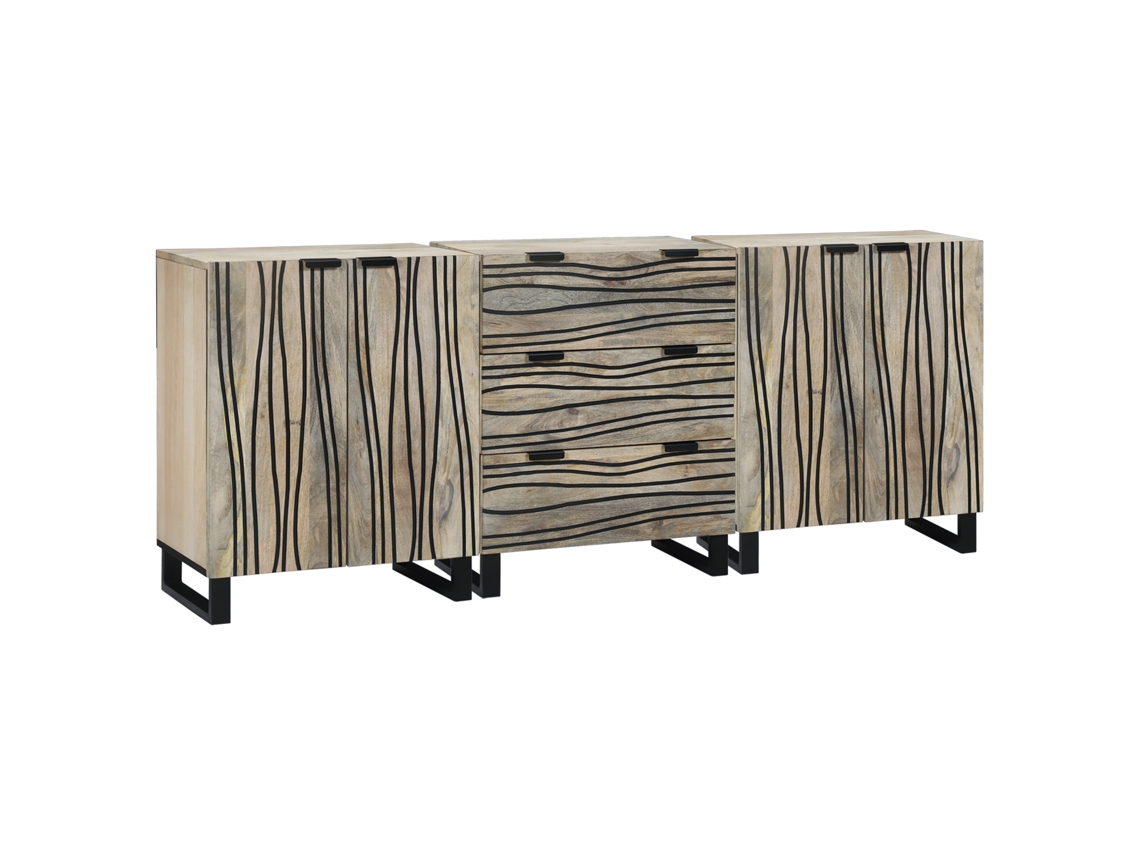 Conjunto 3 Conjunto De Buffets Vidaxl Branco Madeira De Mangueira Maciça (180 X 33 X 75 Cm)