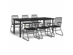 Maison Exclusive - 7 Pcs Conjunto De Jantar Para Jardim Vime De Pvc Preto