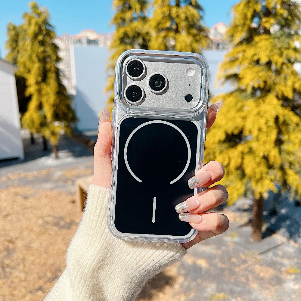 Capa Transparente Com Carregamento Sem Fio Magsafe Para Iphone 14 Plus (preta)