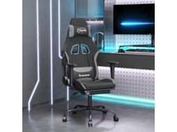 Vidaxl Cadeira Gaming Com Apoio De Pés Tecido Preto E Cinzento-claro
