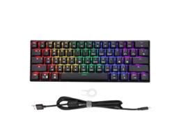 Lurelia Teclado Usb, Com Fio, 61 Teclas, Ergonómico, Mecânico, Rgb, Gaming, Compacto