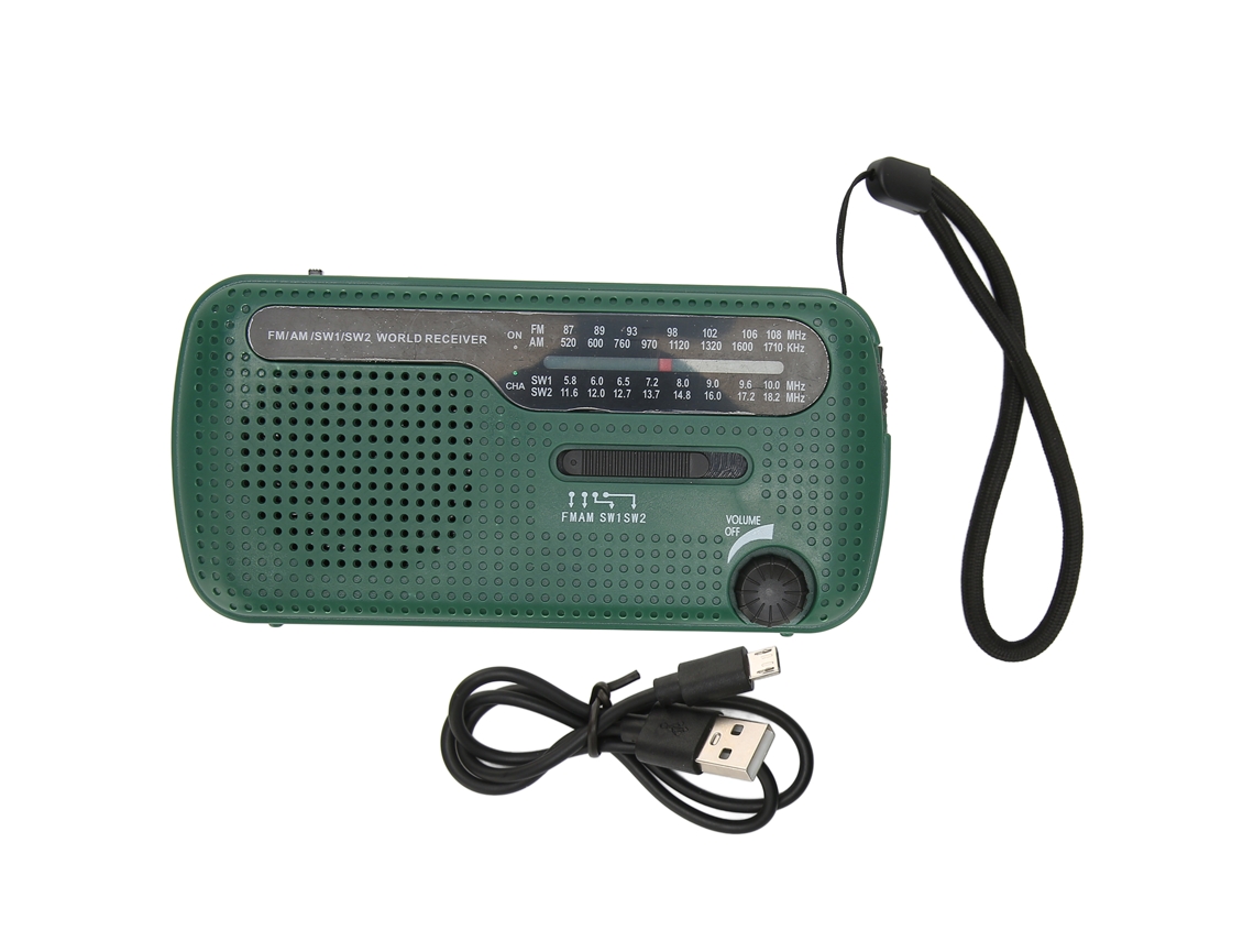 2026 radio Solar de Manivela Am Fm Sw1 Sw2 com Lanterna Led Multibanda para Camping e Emergências Verde