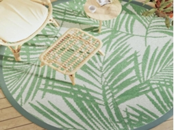 Lurelia Tapete Exterior Redondo Arakil Pp Lavável Reversível Resistente Uv Trançado Verde Ø200 Cm