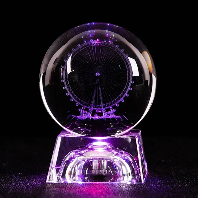 Bola de Cristal Led, Bola de Vidro 3d, Decoração para Casa, Enfeite para Presente de Dia Dos Namorados. MDUG