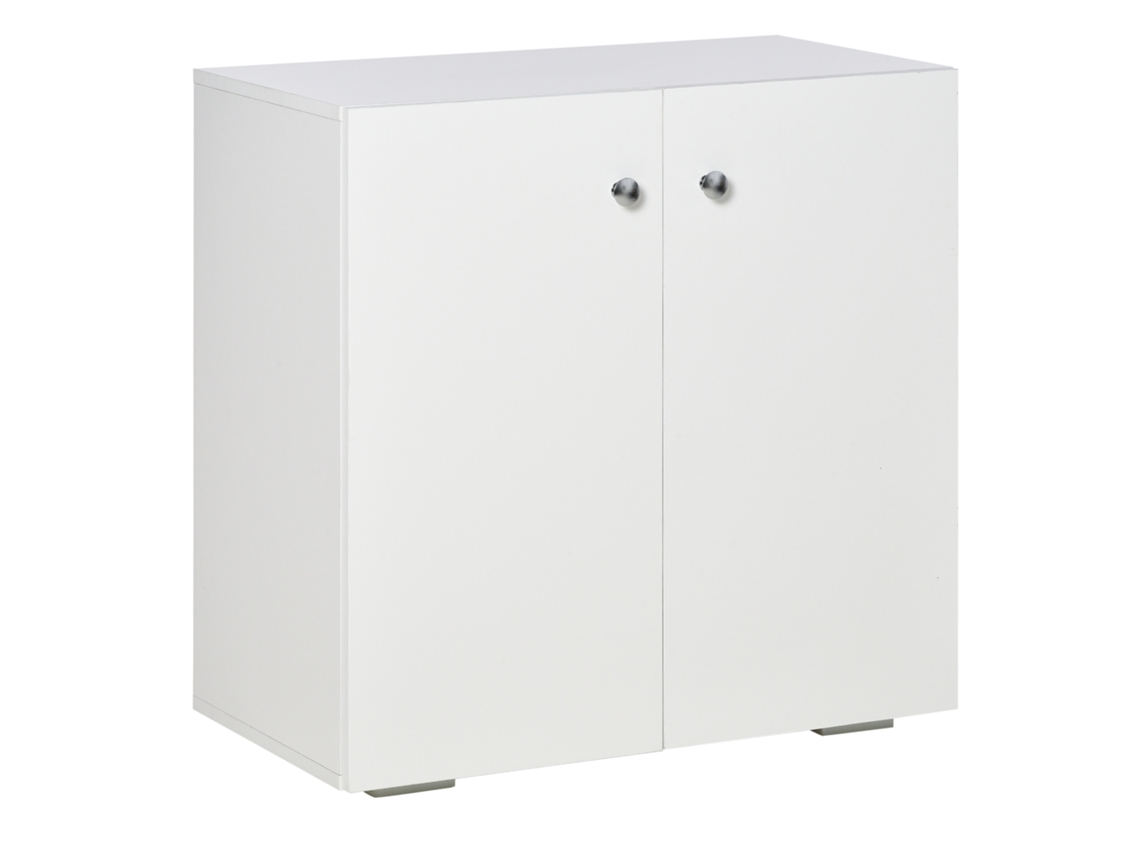 Aparador para Sala de Estar com 2 Portas, 2 Prateleiras, Estilo Moderno, 70x39x70cm, Branco