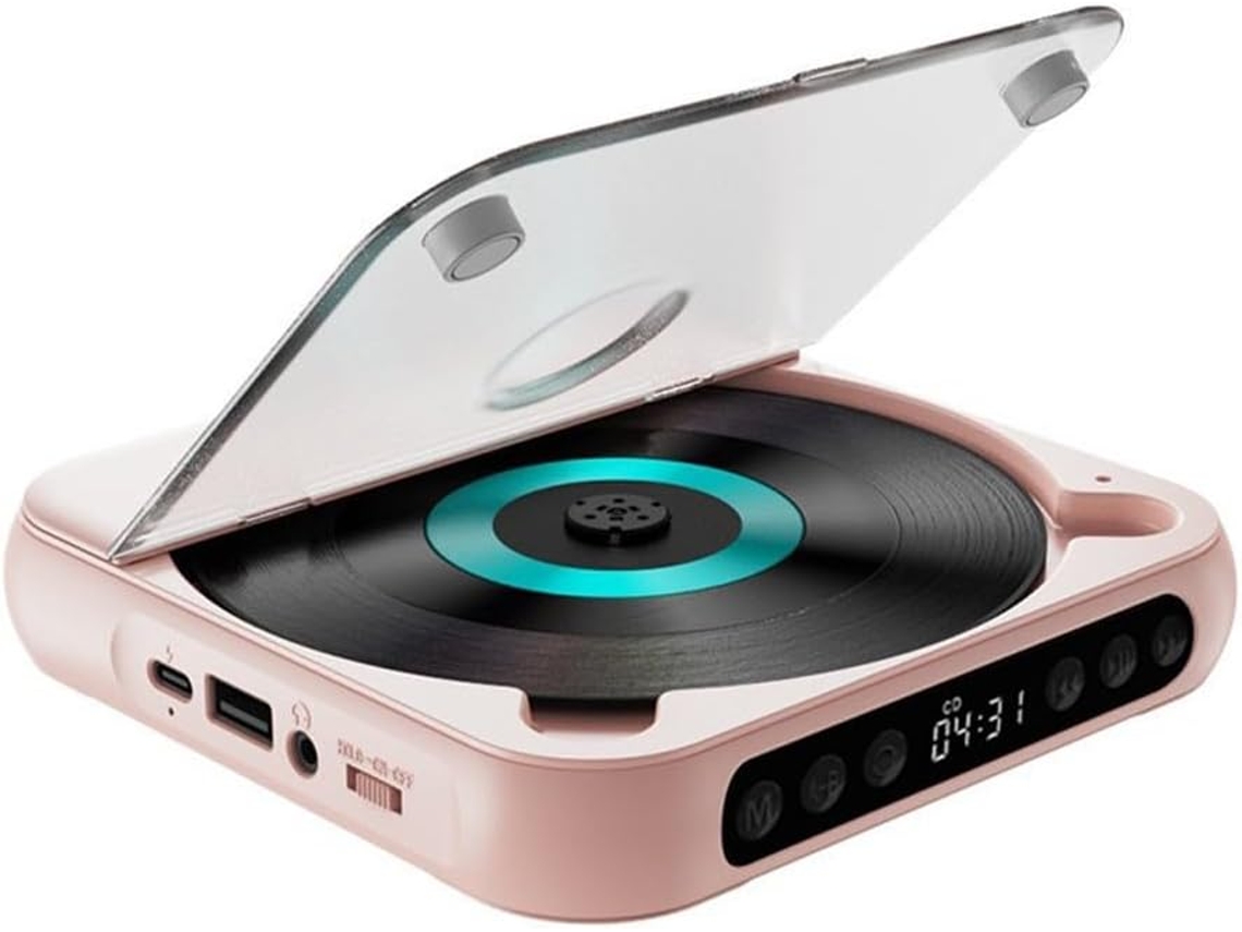 Leitor Cd Portátil Com Alto-falantes, Recarregável, Antiderrapante, Perfeito Para Aprendizado Em Casa – De