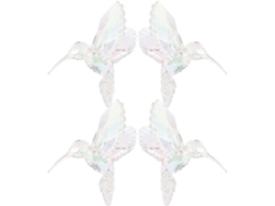 Ornamento de Pássaro em Acrílico Transparente, Kit de 4 Peças, 10x9,5x7cm, para Pendurar em Janelas e Decorar Jardins, CHABERLU
