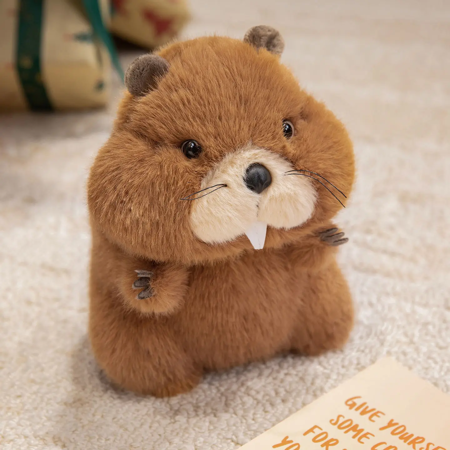 Brinquedo de Pelúcia Marmota, Boneco de Marmota Fofo de Desenho Animado MDUG (marrom, 35 Cm)