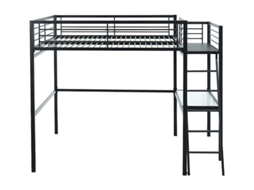 Cama alta CASUAL VENTE-UNIQUE.PT Cinza antracite 140x190 cm - Sem colchão - Com sommier