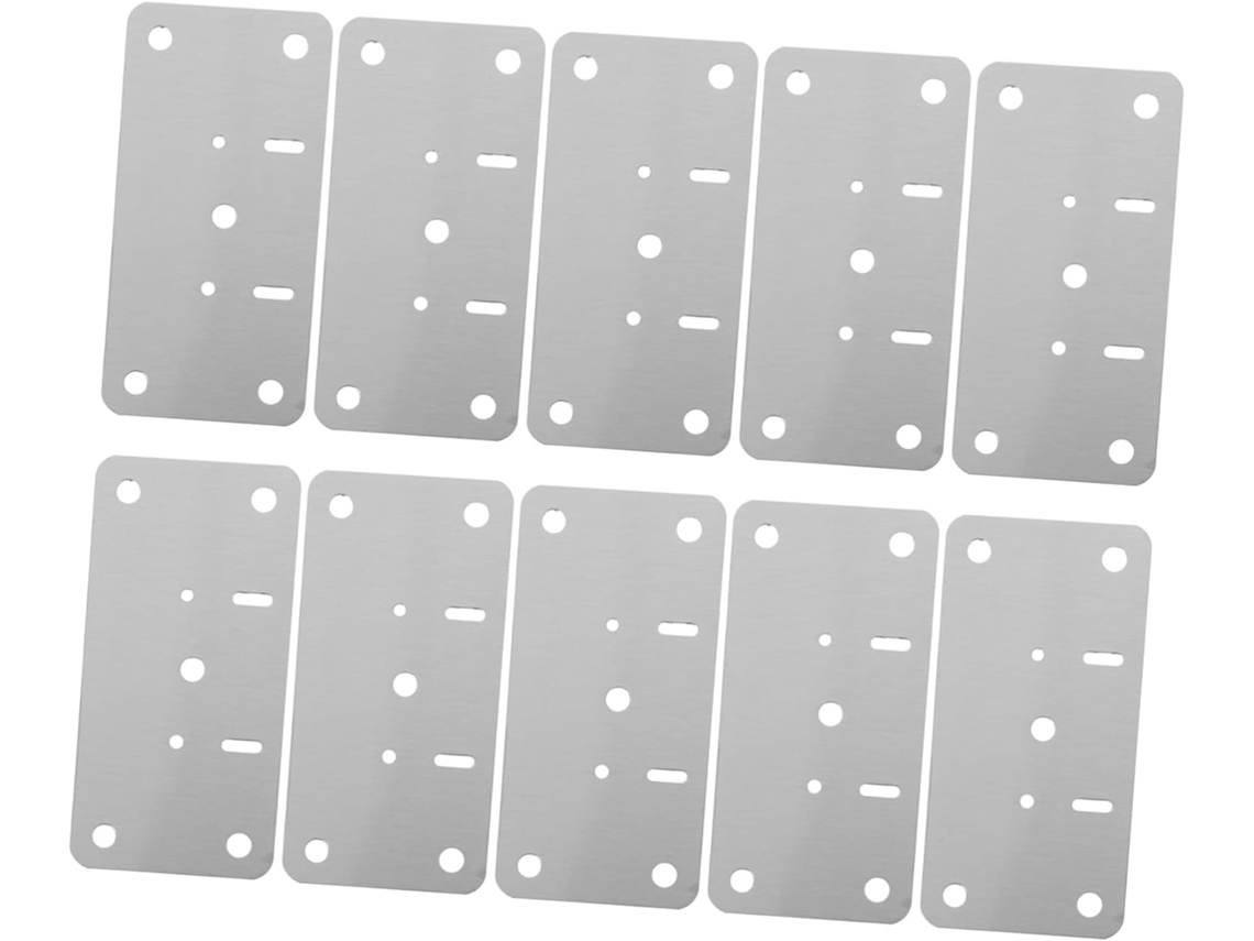 Kit Com 10 Placas De Reparo Dobradiças Em Aço Inoxidável Parafusos
