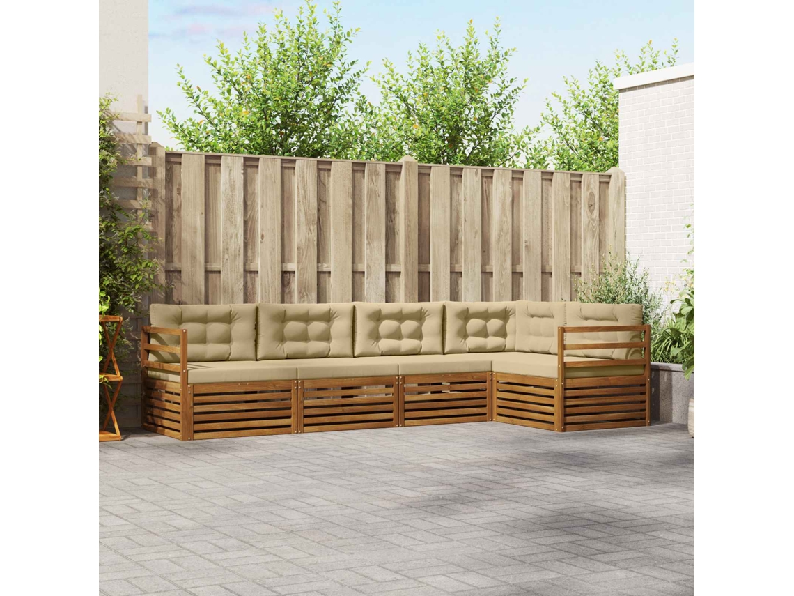 Vidaxl Conjunto De Sofás Para Exterior 5 Pcs Natural E Bege