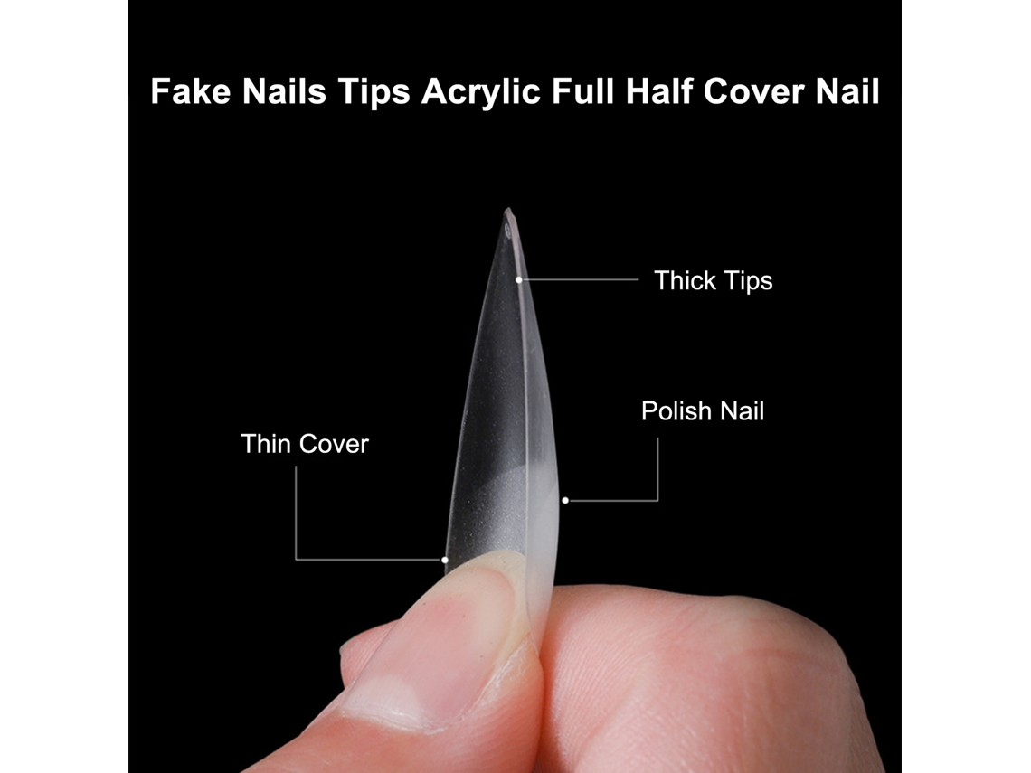240pcs Unhas Falsas De Acrílico Transparente Com 12 Tamanhos Para Salões E Diy De Unhas Artísticas