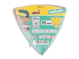 1850100 25 Hojas Abrasivas Adhesivas Corindón, Grano 40 Delta 95 Mm Wolfcraft