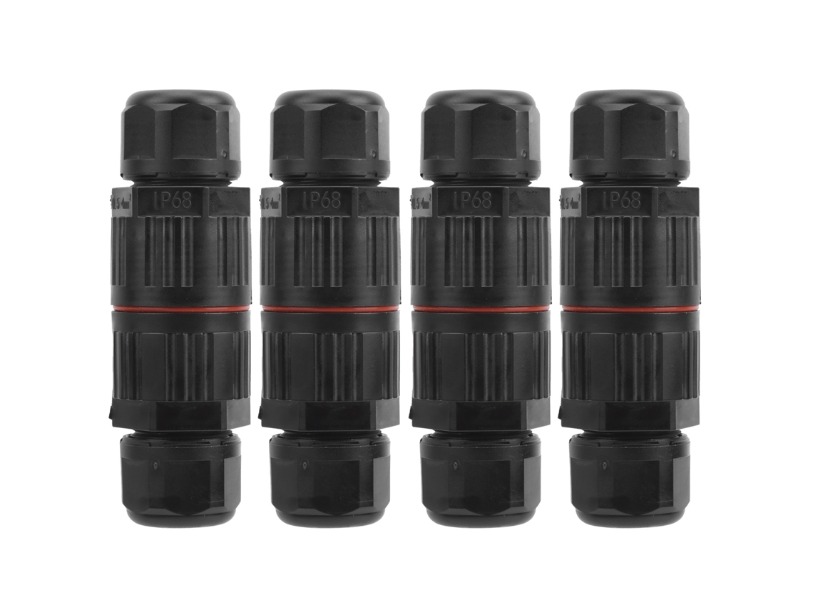 Conjunto De 4 Conectores À Prova D'água 3 Pinos(1 Entrada, 1 Saída) Para Iluminação Led Externa De Ruas E Jardins(ip68)