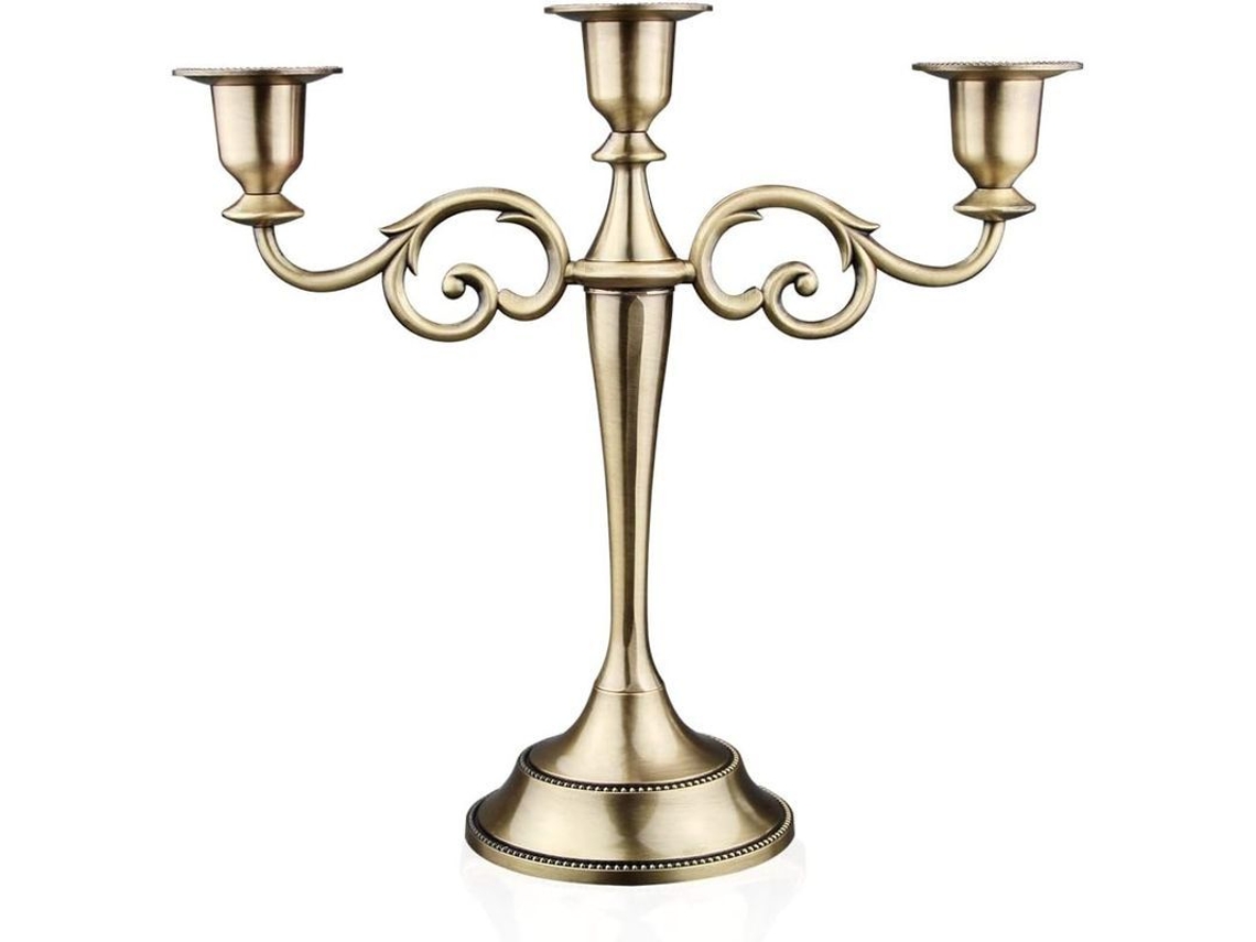 Suporte de Candelabro Nova Line de Metal para 3 Velas, Decoração de Eventos